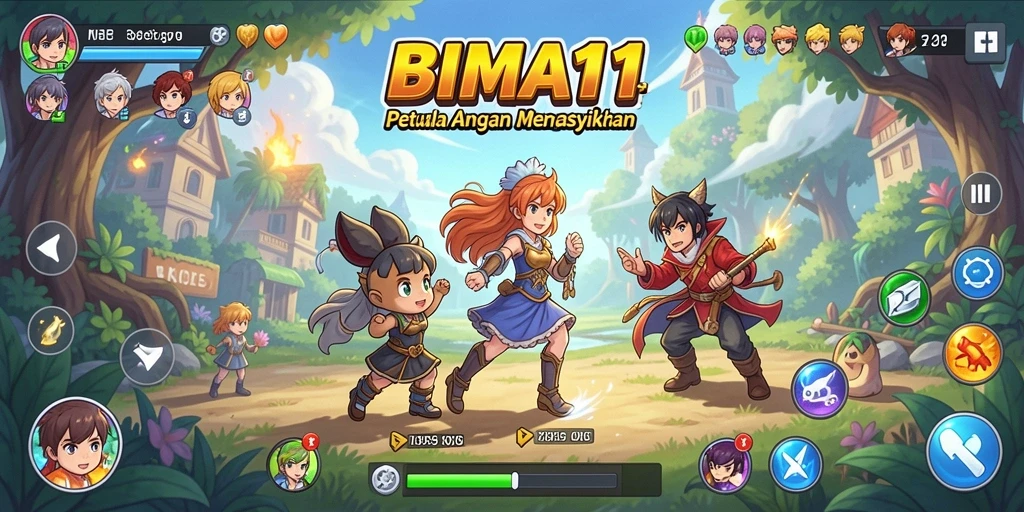 Tangkapan layar BIMA11 menampilkan aksi seru dan karakter-karakter anime yang menarik.