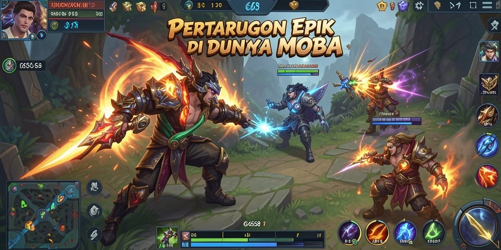 Tangkapan layar G668 menampilkan pertarungan seru dalam permainan MOBA.