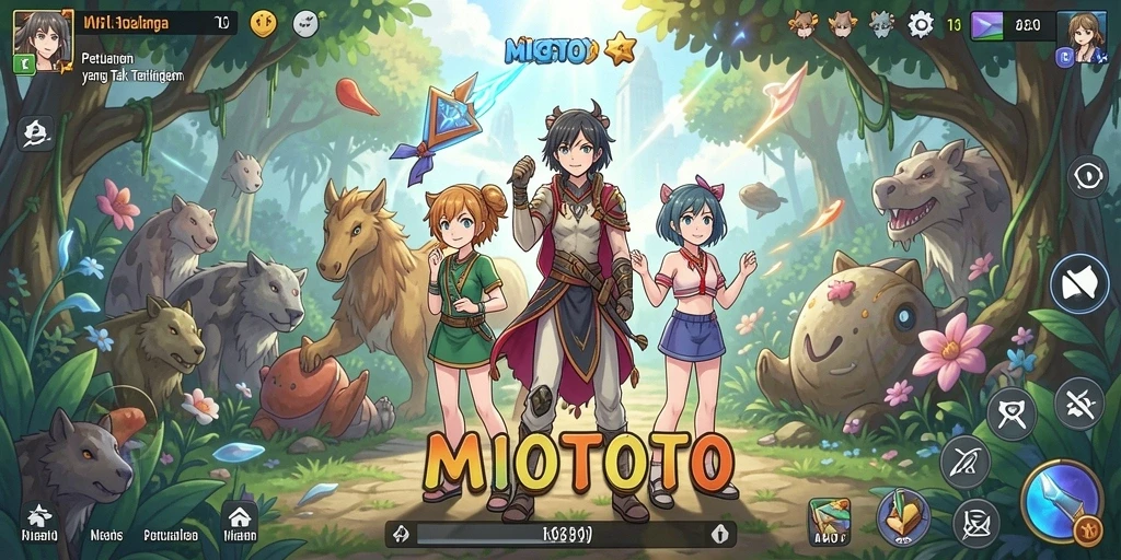 Tampilan gameplay MIOTOTO yang memukau dengan karakter Anime yang ikonik.