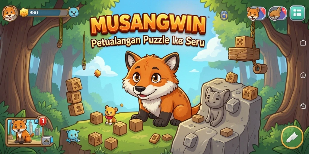 Tampilan gameplay MUSANGWIN dengan berbagai teka-teki mendebarkan.