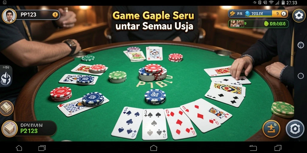 Tampilan gameplay seru di PP123 dengan kartu Gaple.