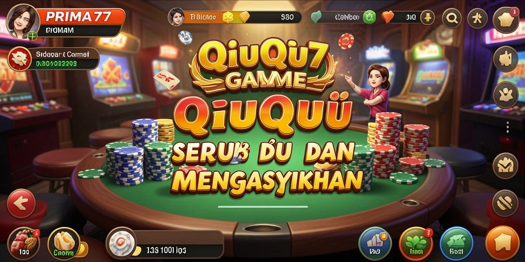 Screenshot utama PRIMA77 menampilkan gameplay QiuQiu yang seru.
