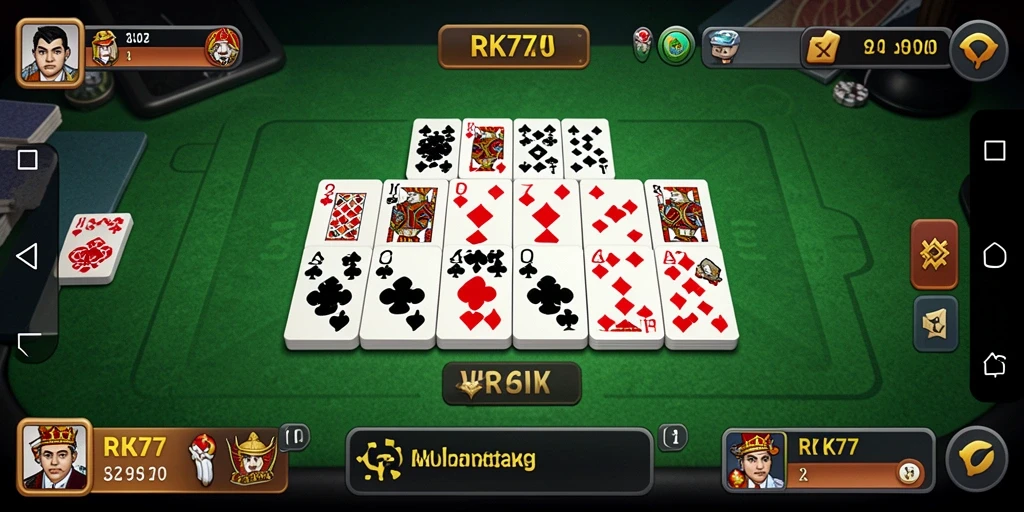 Tampilan seru dalam gameplay RK77 menunjukkan momen seru bermain Domino.