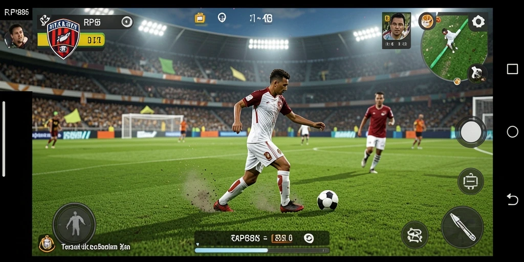 Tampilan dinamis dari pertandingan sepak bola di RP886.