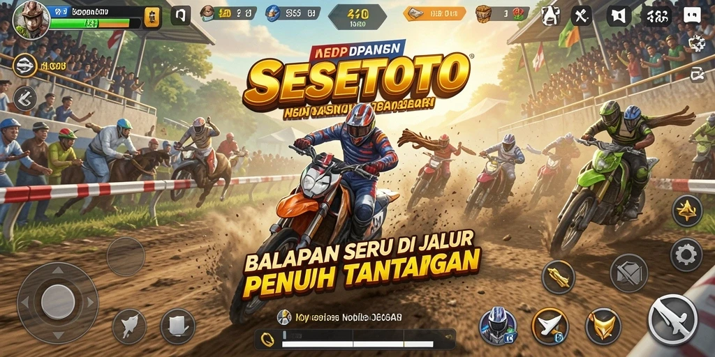 Tampilan gameplay seru dan mendebarkan dari SESETOTO saat balapan.