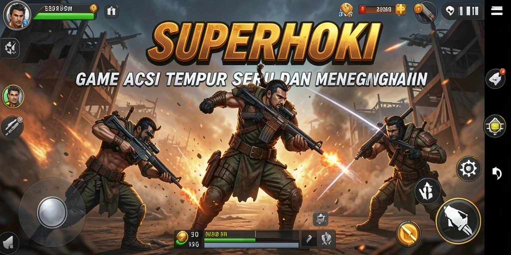 Tampilan gameplay SUPERHOKI yang seru dan mendebarkan.