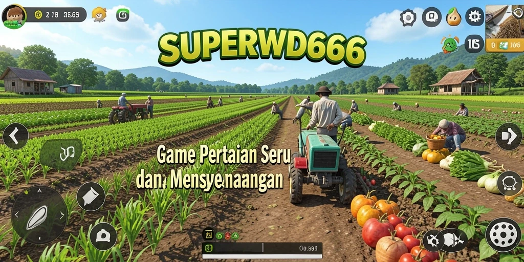 Tampilan screenshot SUPERWD666 yang menampilkan aktivitas pertanian.