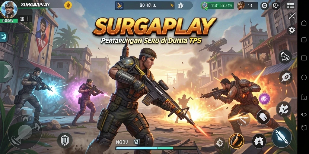 Tampilan gameplay seru dari SURGAPLAY yang menampilkan pertempuran intens.