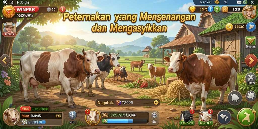 Tampilan menarik dari gameplay WINPKR yang menampilkan peternakan.